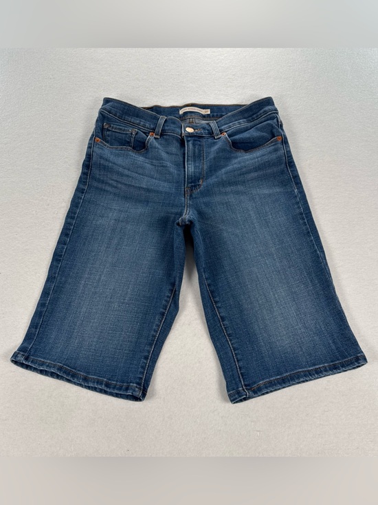 Levi's Denim - Levi’s Classic Bermuda Jean Shorts Women’s S27 Blue Mid Rise Med Wash Denim Long